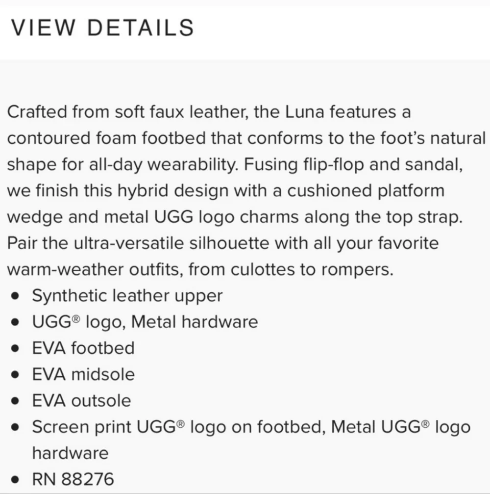 UGG Luna Logo Charm Wedges Size 8